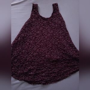 Women's Burgundy Floral Midi Dress - Sleeveless